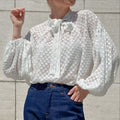 Lady Polka Dot Lace Elegant Long Sleeve