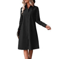 New Drawstring Waist Slimming Lapel Shirt Dress