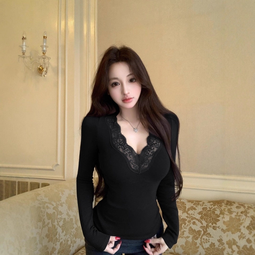 Women's Autumn And Winter Slim-fit Pure Desire Tight Waist-cinching Base Top