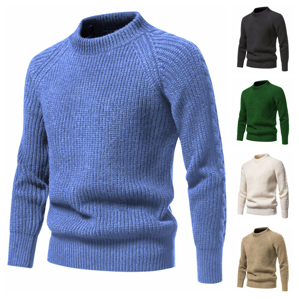 Men's Solid Color Round Neck Sweater