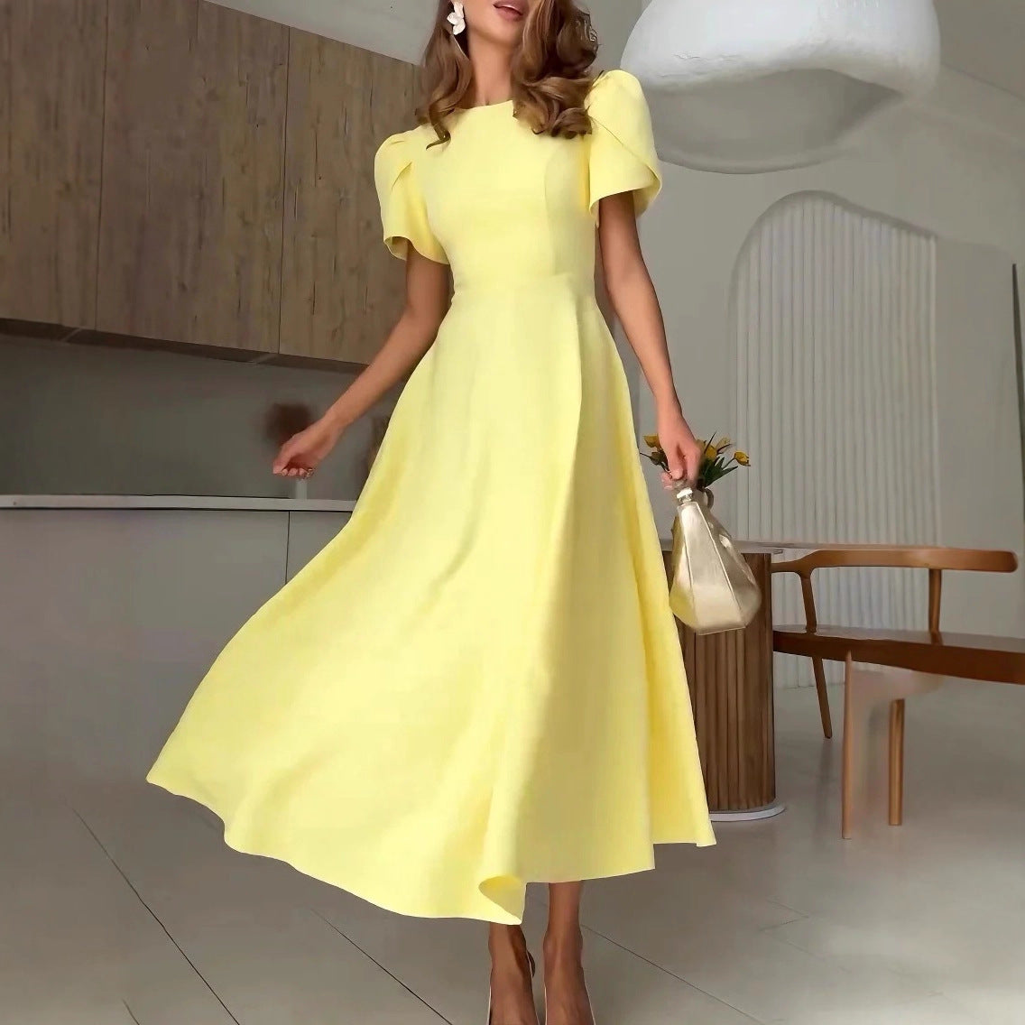 Simple Puff Sleeve Dress