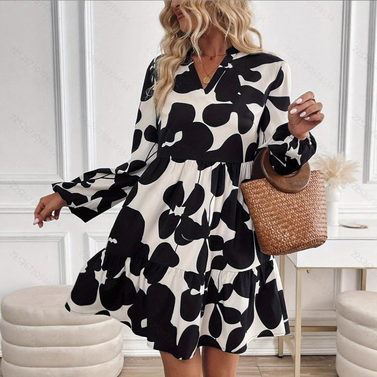 Fashion Retro Long Sleeve Loose Dress