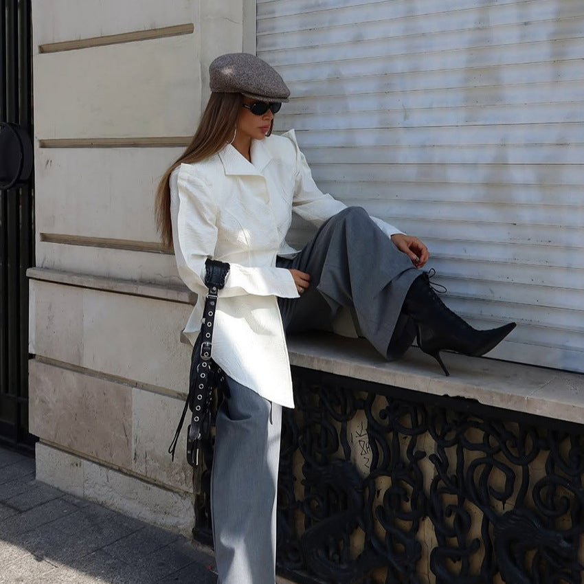 Women's Vintage Slit Fashion Waist-cinching Shirt