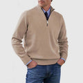 Men's Stand Collar Zipper Sweater Winter Fashion Solid Color Long Sleeve Knitted Top Clothing