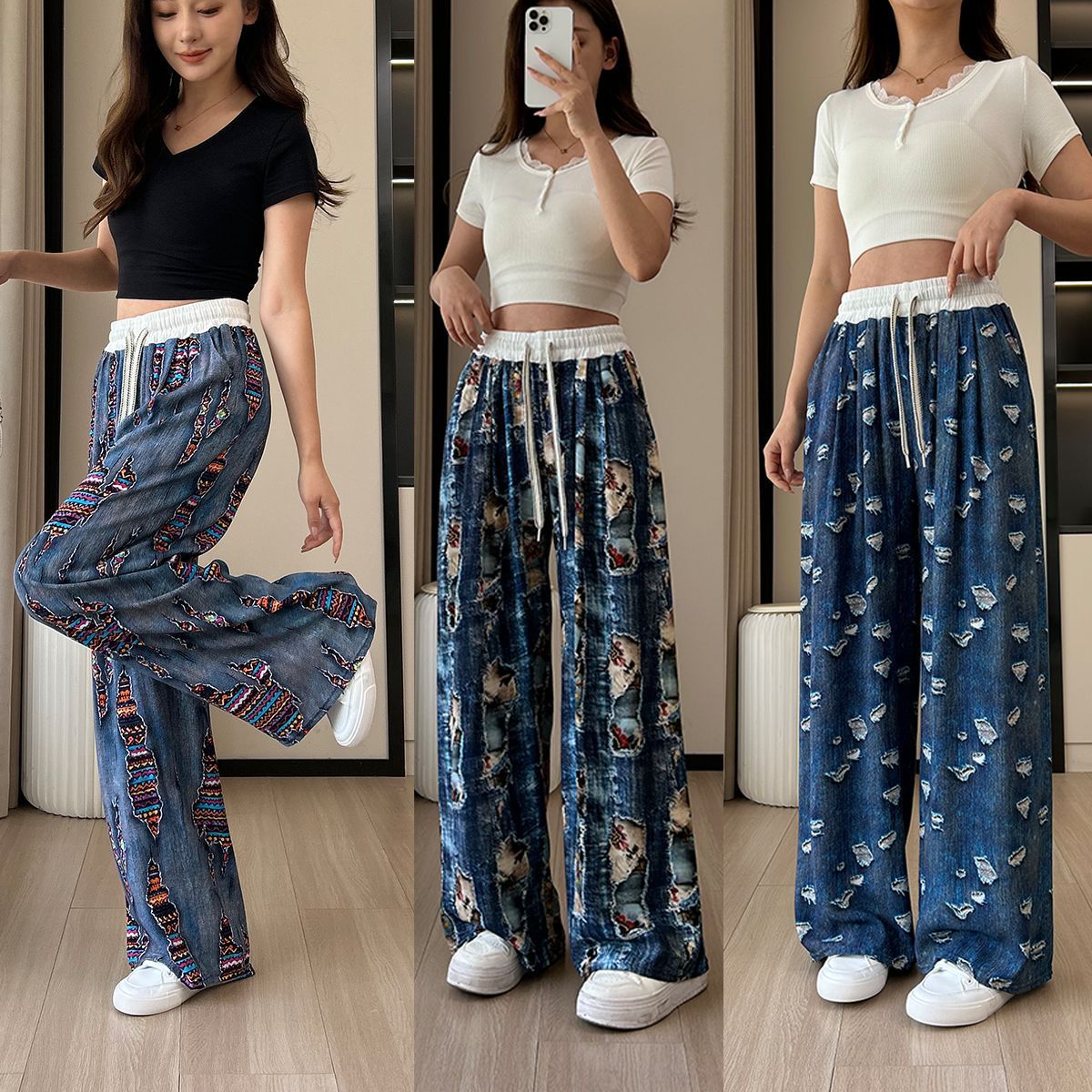 Casual Ladies Drapey Floor-Length Straight Pants
