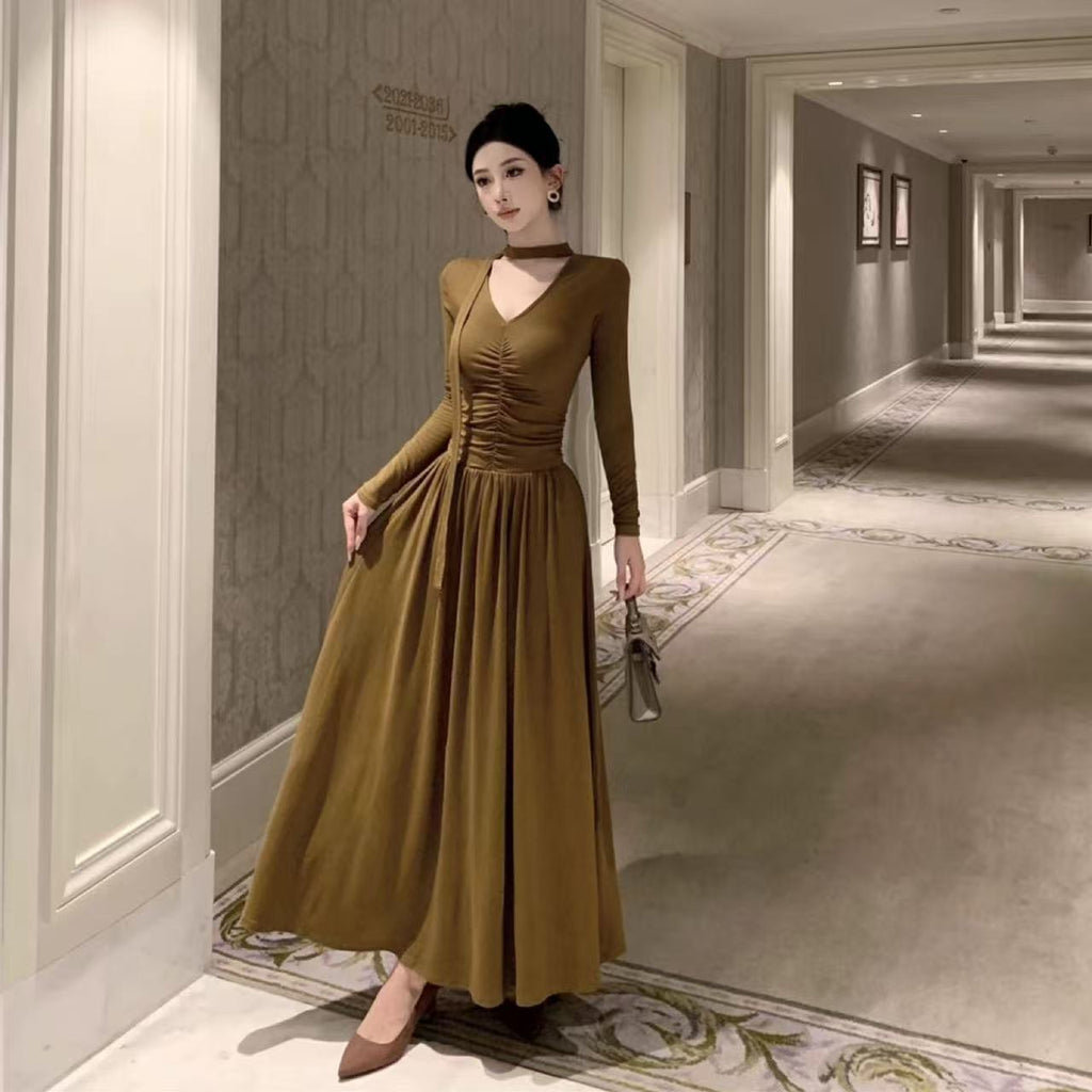 Lady's Vintage Ribbon Slim-fit Slimming Dress