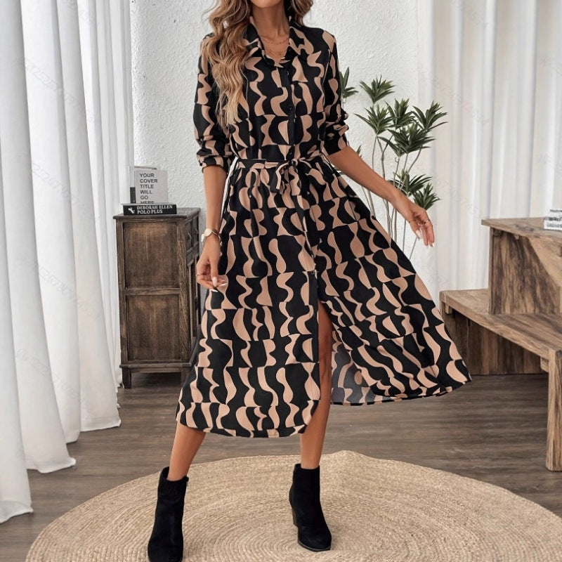 New Fashion Slim-fit Mid-length Geometric Dress
