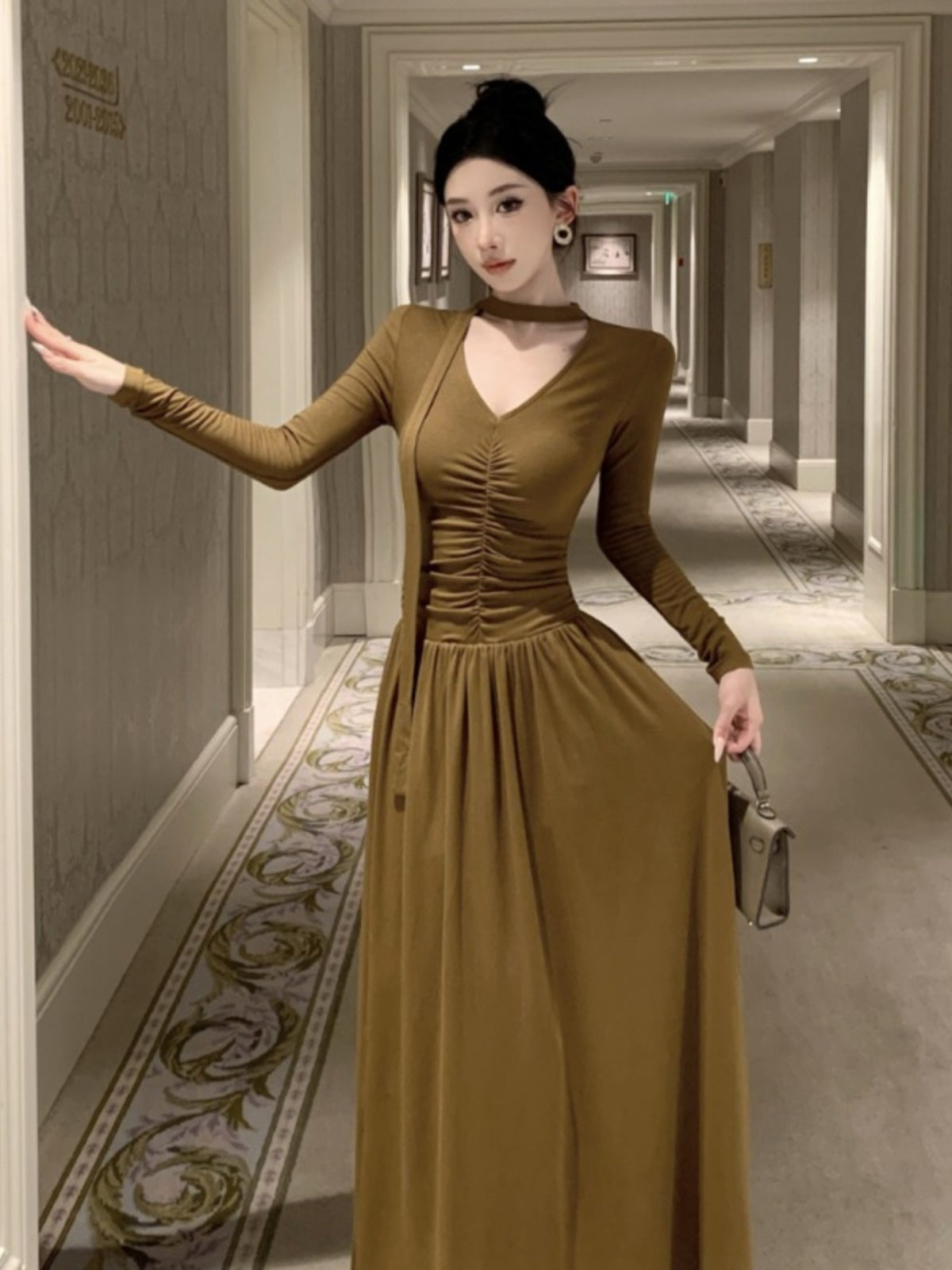 Lady's Vintage Ribbon Slim-fit Slimming Dress