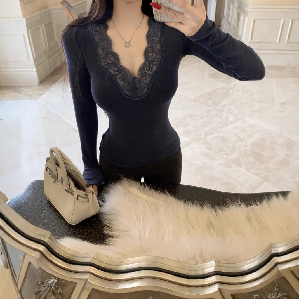 Women's Autumn And Winter Slim-fit Pure Desire Tight Waist-cinching Base Top