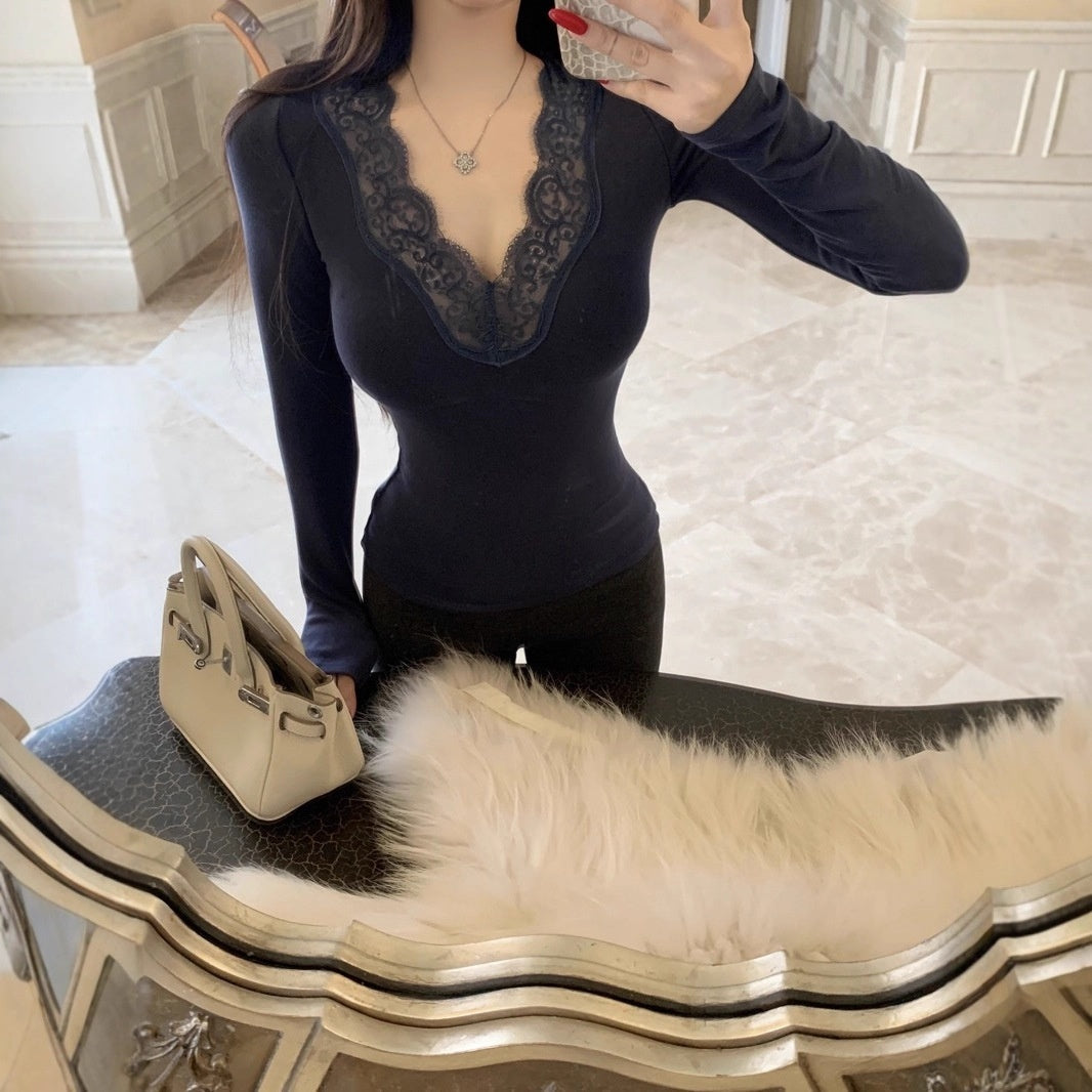 Women's Autumn And Winter Slim-fit Pure Desire Tight Waist-cinching Base Top