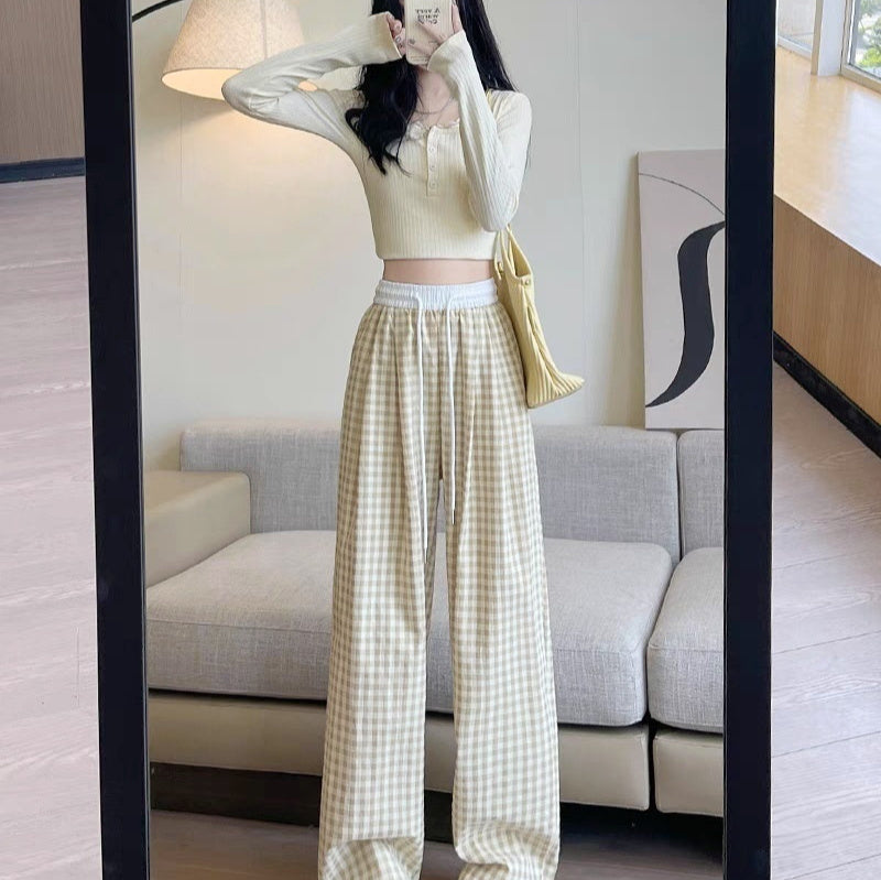 Women's Thin High-Waist Drape Straight Versatile Casual Pants