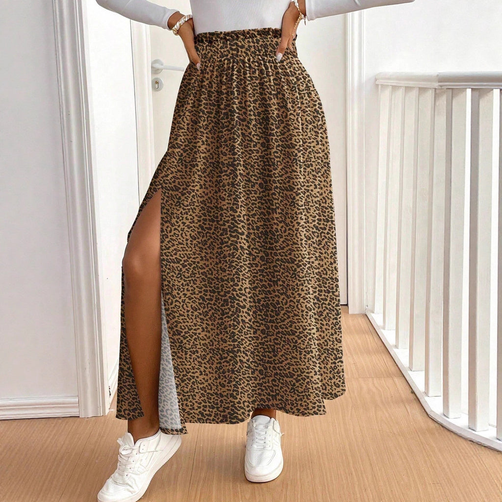 Women's Fashion Floral Split High-waist Long Skirt