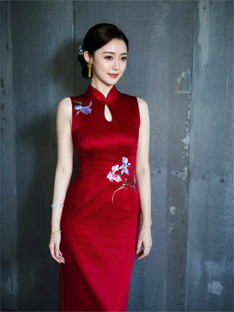 Bride Wedding Toast Dress Red Cheongsam Engagement Dress