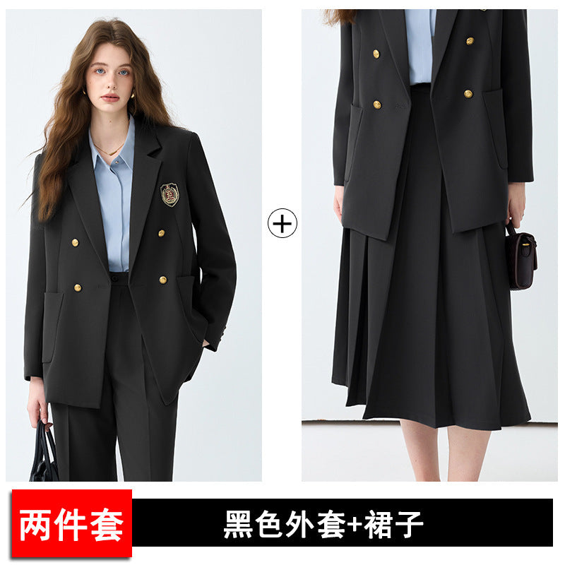 Women's Black Casual Blazer Set