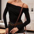 Women's Irregular Off-Shoulder Slim-Fit Long Sleeve
