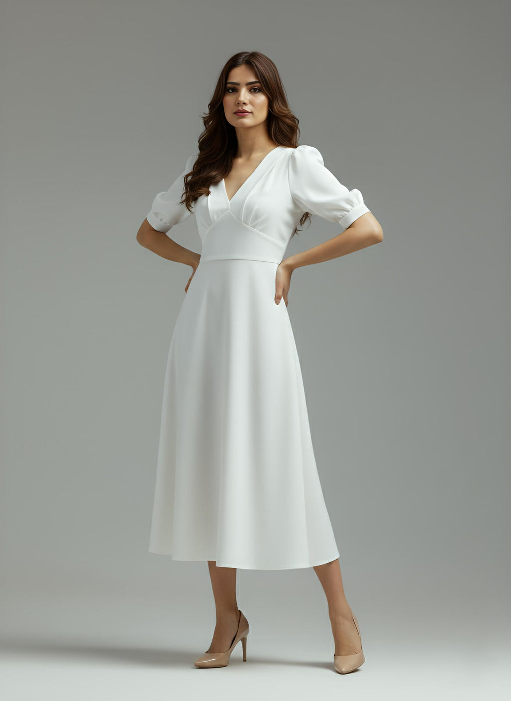Simple Puff Sleeve Dress