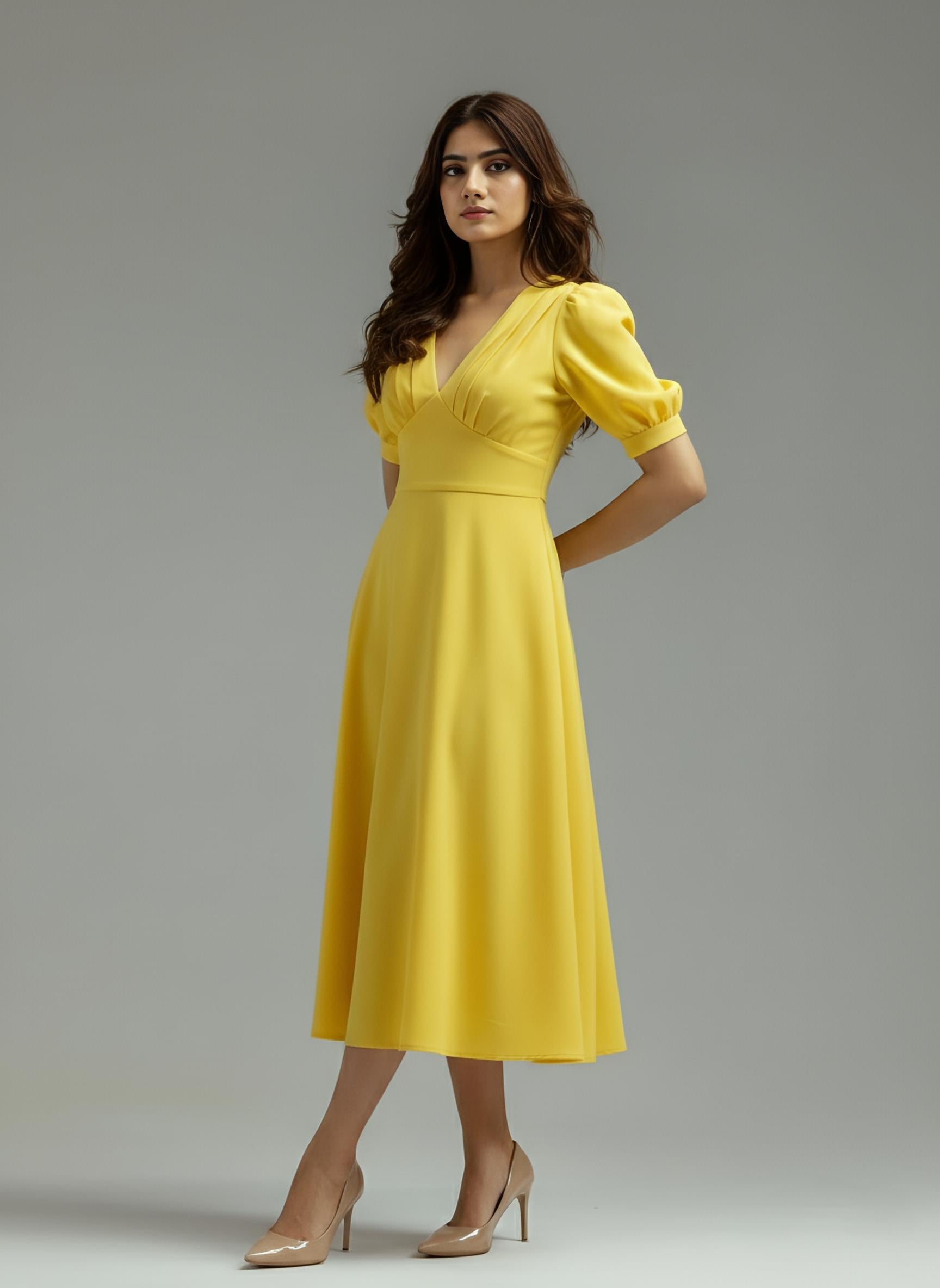 Simple Puff Sleeve Dress