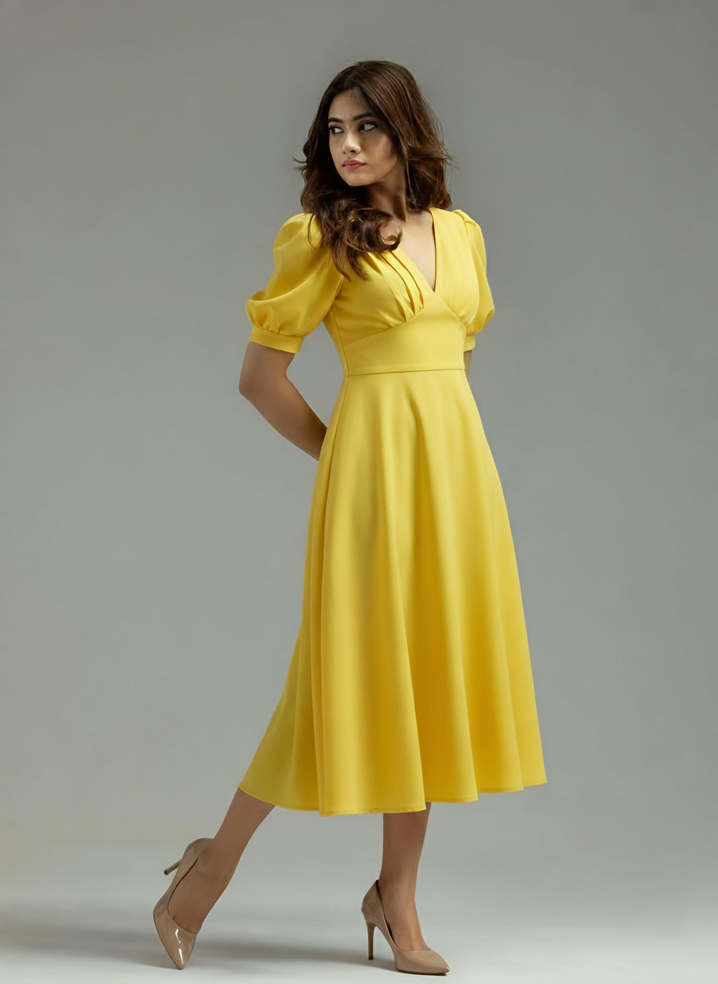 Simple Puff Sleeve Dress