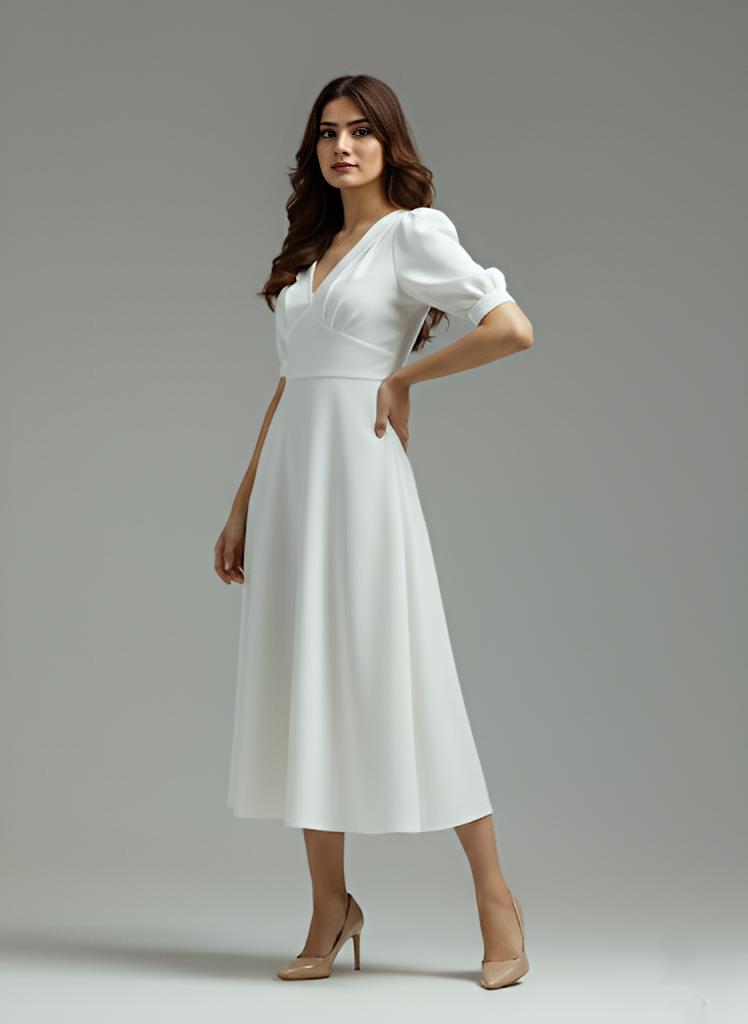 Simple Puff Sleeve Dress
