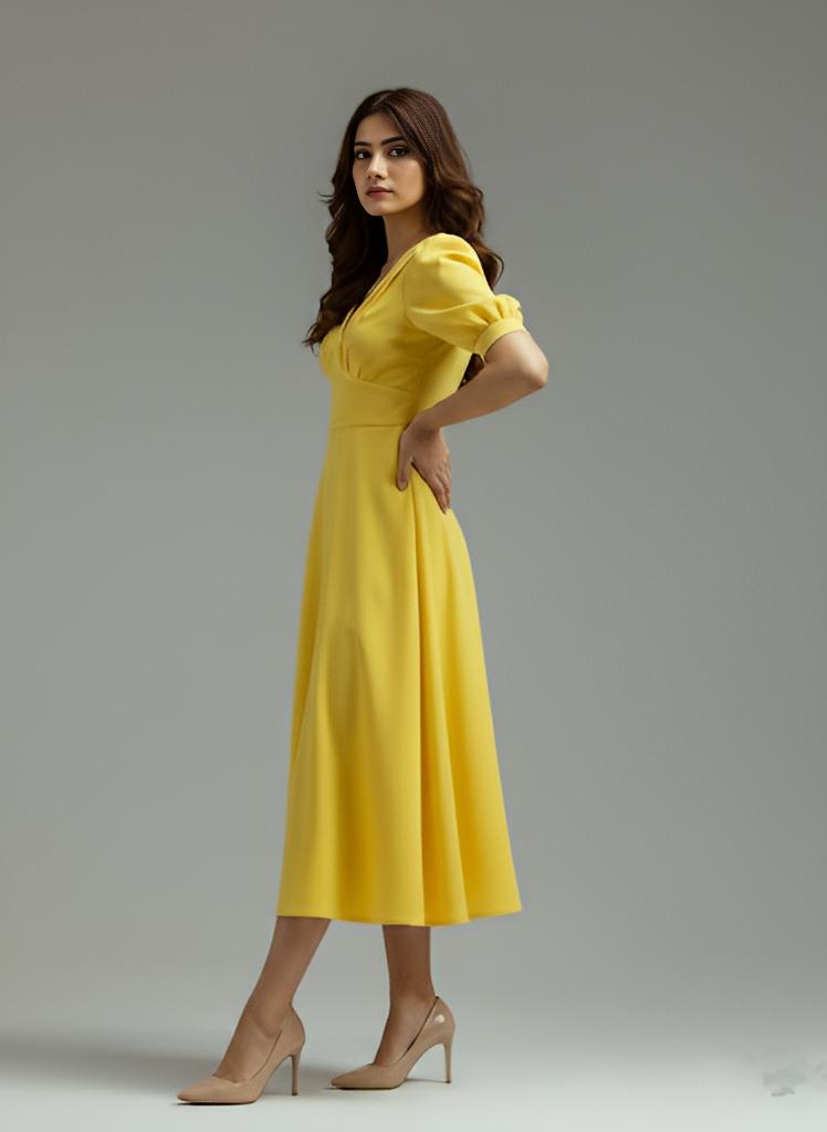 Simple Puff Sleeve Dress